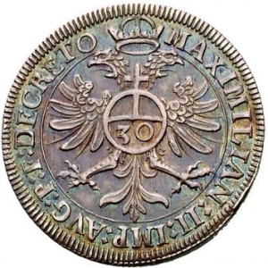 Реверс монеты Свободный город Аугсбург, 30 крейцеров, 1573