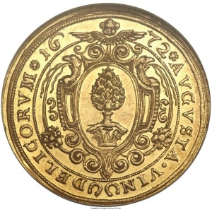 Аверс монеты Свободный город Аугсбург, 2 дуката, 1672