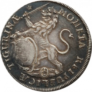 Аверс монеты Город Цюрих, ½ талера, 1773, Лев смотрит вверх, реверс - текст в картуше
