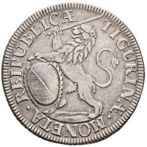 Аверс монеты Город Цюрих, 1 талер, 1722-1725, Один лев на аверсе, город на реверсе