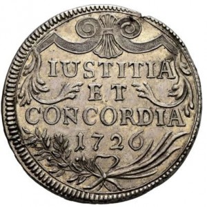 Реверс монеты Город Цюрих, 1 талер, 1724-1734, Один лев на аверсе, текст на реверсе