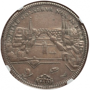 Реверс монеты Город Цюрих, 1 талер, 1729-1732, Один лев на аверсе, город на реверсе