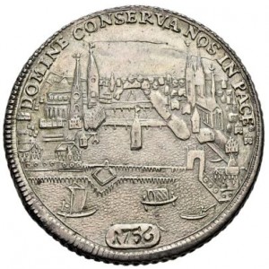 Реверс монеты Город Цюрих, 1 талер, 1745-1761, Один лев на аверсе, город на реверсе