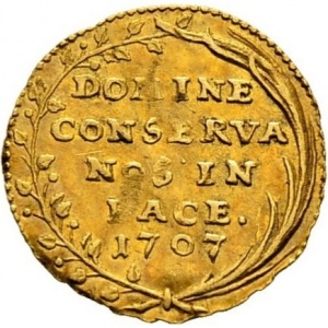 Реверс монеты Город Цюрих, ¼ дуката, 1707