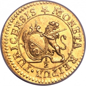 Аверс монеты Город Цюрих, ½ дуката, 1776