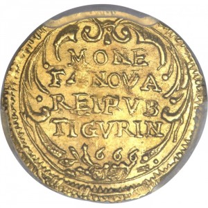 Реверс монеты Город Цюрих, ½ дуката, 1666