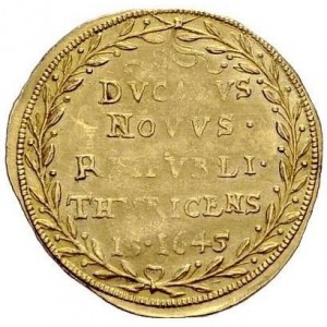 Реверс монеты Город Цюрих, 1 дукат, 1645