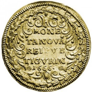 Реверс монеты Город Цюрих, 4 дуката, 1666