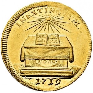 Реверс монеты Город Цюрих, 2 дуката, 1719, Ульрих Цвингли