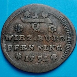 Аверс монеты Епископство Вюрцбург, ½ пфеннига, 1751