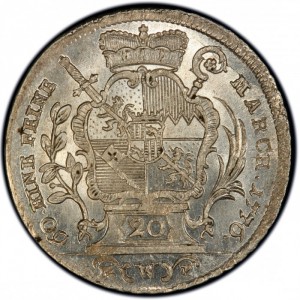Реверс монеты Епископство Вюрцбург, 20 крейцеров, 1762-1777