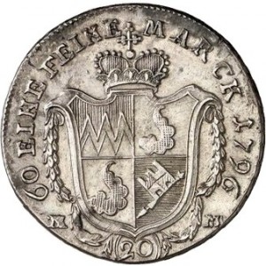 Реверс монеты Епископство Вюрцбург, 20 крейцеров, 1796