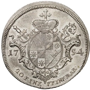 Реверс монеты Епископство Вюрцбург, ½ талера, 1754