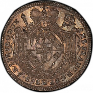 Аверс монеты Епископство Вюрцбург, 3 крейцера, 1749, Смерть Анзельма Франца фон Ингельхайма