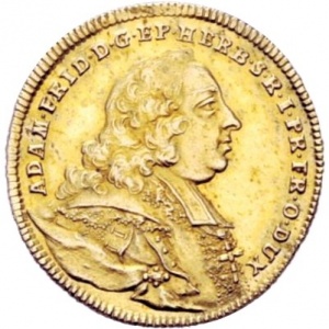 Аверс монеты Епископство Вюрцбург, 1 голдгульден, 1755, Дань уважения Вюрцбургу