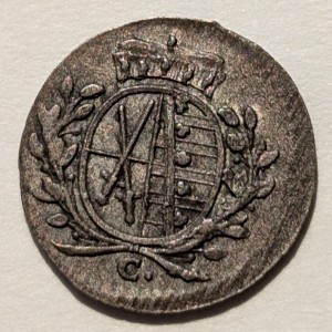 Аверс монеты Курфюршество Саксония, 1 пфенниг, 1765