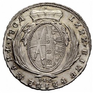 Реверс монеты Курфюршество Саксония, ⅙ талера, 1803-1806