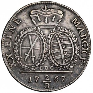 Реверс монеты Курфюршество Саксония, ⅔ талера, 1765-1768