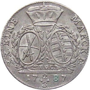 Реверс монеты Курфюршество Саксония, ⅔ талера, 1769-1788