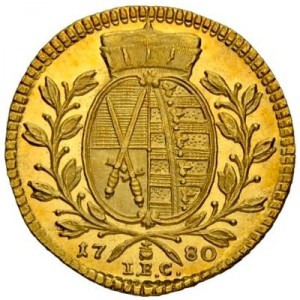 Реверс монеты Курфюршество Саксония, 1 дукат, 1779-1790