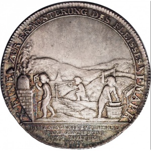 Реверс монеты Курфюршество Саксония, 1 талер, 1765, Фрайбергская Горная Академия /Франц Ксавер/
