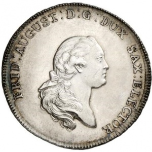 Аверс монеты Курфюршество Саксония, 1 талер, 1765, Фрайбергская Горная Академия /Фридрих Август III/
