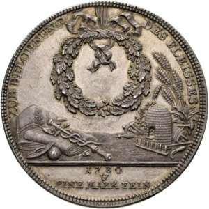 Реверс монеты Курфюршество Саксония, 2 талера, 1780, Горный талер /Голова на аверсе/