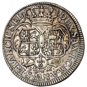 Реверс монеты Курфюршество Саксония, ⅙ талера, 1706-1707