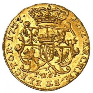 Реверс монеты Курфюршество Саксония, ¼ дуката, 1735-1743