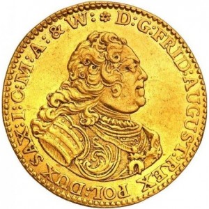 Аверс монеты Курфюршество Саксония, 1 дукат, 1745-1756, Надпись: "...EL & VICARIUS " на реверсе