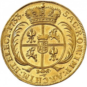 Реверс монеты Курфюршество Саксония, 5 дукатов, 1714-1733