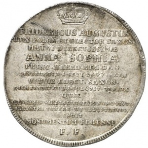 Реверс монеты Курфюршество Саксония, 1 талер, 1717, Смерть Анны Софии, матери Фридриха Августа