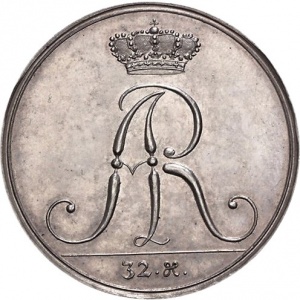Аверс монеты Курфюршество Саксония, 32 гроша, 1709, Бабочка