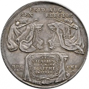 Реверс монеты Курфюршество Саксония, 2 талера, 1711, Викарий Фридриха Августа I