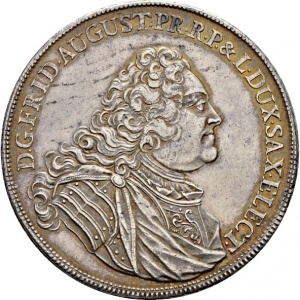 Аверс монеты Курфюршество Саксония, 2 талера, 1733, Смерть Фридриха Августа I