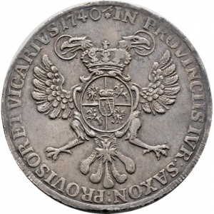 Реверс монеты Курфюршество Саксония, 2 талера, 1740, Викарий Фридриха Августа II