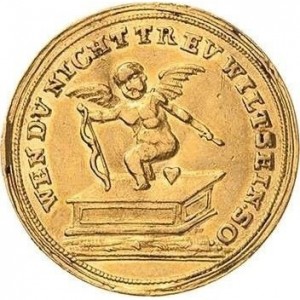 Аверс монеты Курфюршество Саксония, 1 дукат, 1710, Косельдукат (текст над купидоном)