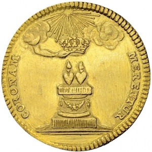 Аверс монеты Курфюршество Саксония, 1 дукат, 1738, Брак Принцессы Марии Амалии