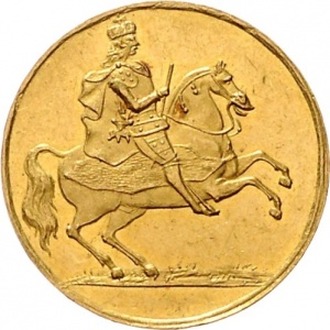 Аверс монеты Курфюршество Саксония, 2 дуката, 1711, Викарий Фридриха Августа I /регалии на алтаре/