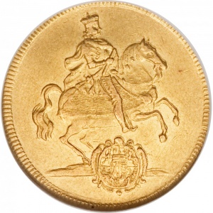 Аверс монеты Курфюршество Саксония, 2 дуката, 1711, Викарий Фридриха Августа I /регалии на столах/
