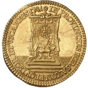Реверс монеты Курфюршество Саксония, 10 дукатов, 1741, Викарий Фридриха Августа II