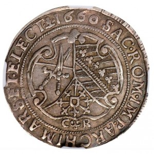 Реверс монеты Курфюршество Саксония, ¼ талера, 1656-1680
