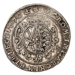 Реверс монеты Курфюршество Саксония, ¼ талера, 1670