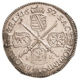 Реверс монеты Курфюршество Саксония, ⅓ талера, 1692-1693
