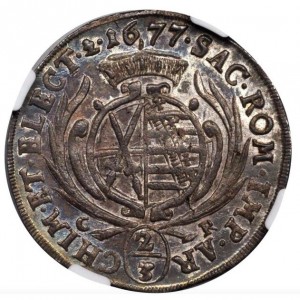 Реверс монеты Курфюршество Саксония, ⅔ талера, 1675-1678