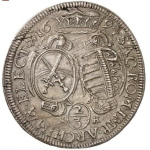 Реверс монеты Курфюршество Саксония, ⅔ талера, 1693-1694