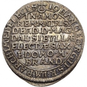 Аверс монеты Курфюршество Саксония, 1 грош, 1659, Смерть Магдалины Сибиллы, матери Иоганна Георга II
