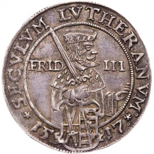 Реверс монеты Курфюршество Саксония, ⅛ талера, 1617, 100 лет Реформации