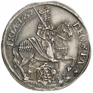Аверс монеты Курфюршество Саксония, ⅛ талера, 1657, Викарство Иоанна Георга II