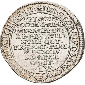 Аверс монеты Курфюршество Саксония, ⅙ талера, 1694, Смерть Иоганна Георга IV